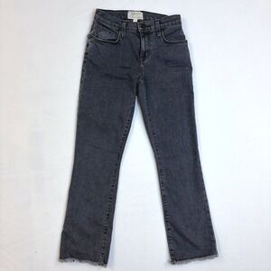 Current‎ Elliott The Kick Jean Evermore Raw Hem Cropped Flare Black Jeans 23-0